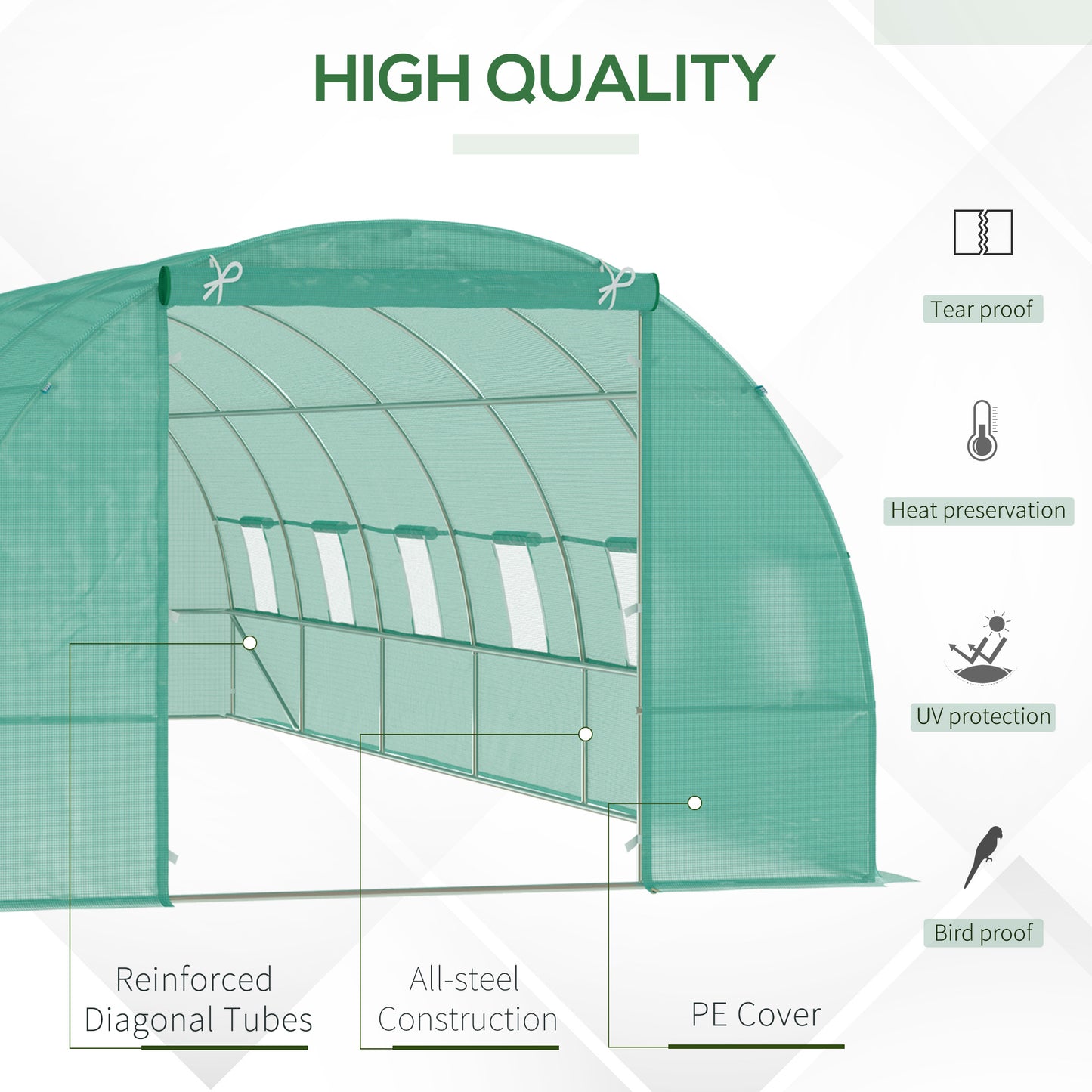 Outsunny 26' x 10' x 6.6' Large Garden Tunnel Greenhouse Seed Grow House for Plants Premium Steel Frame