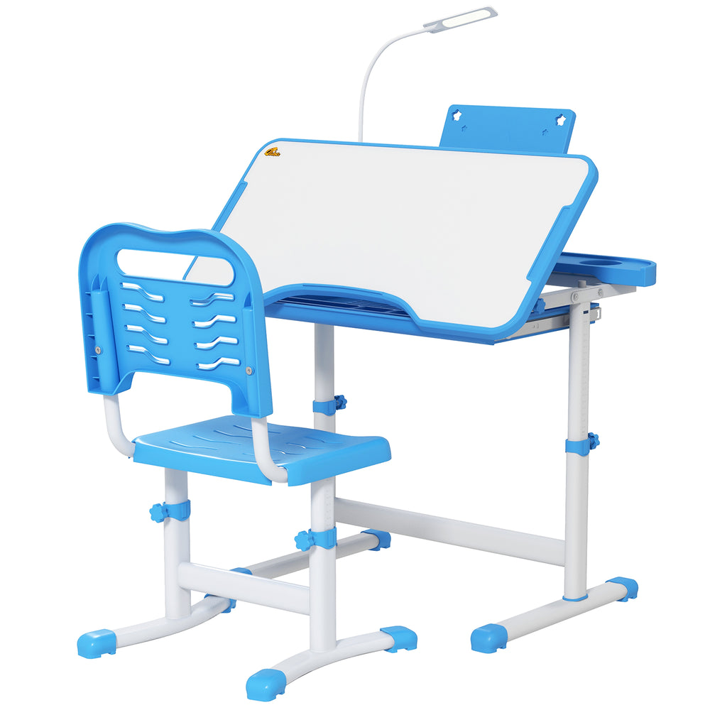 Table d'étude pour enfants avec plateau inclinable, bleu