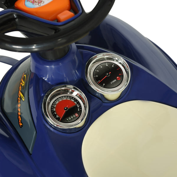 Voiture à pousser pour bambin avec musique, klaxon, lumière, bleu foncé