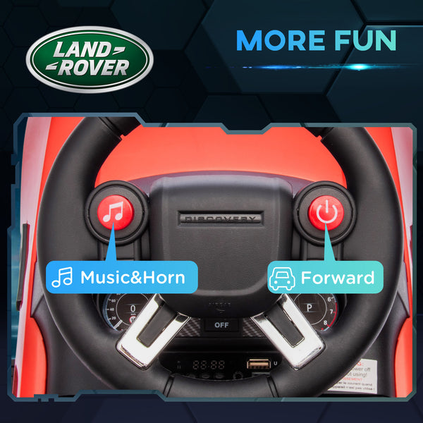 Land Rover 6V with musical horn and headlights, red