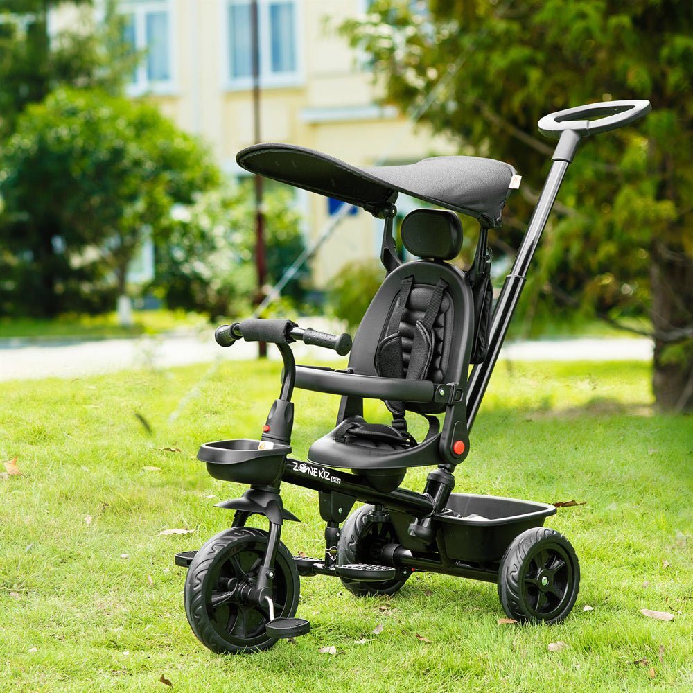 Tricycle pour enfants 4 en 1 avec siège réglable à angle réversible, noir