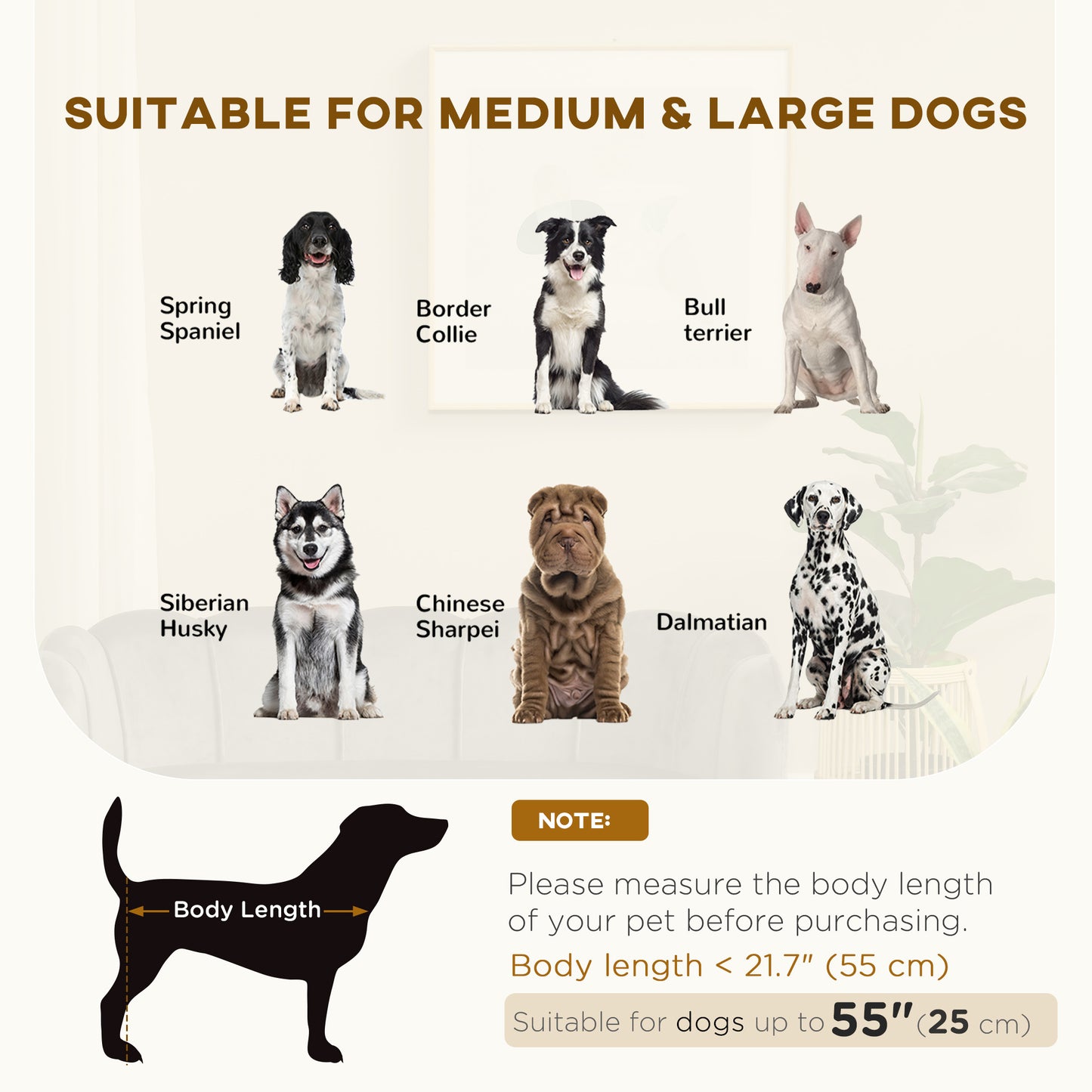 Canapé pour chien avec coussin amovible et pieds en bois pour chiens de taille moyenne et grande, gris foncé