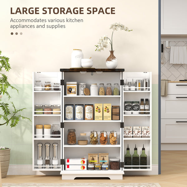 Garde-manger de style campagnard avec portes et étagères réglables, blanc