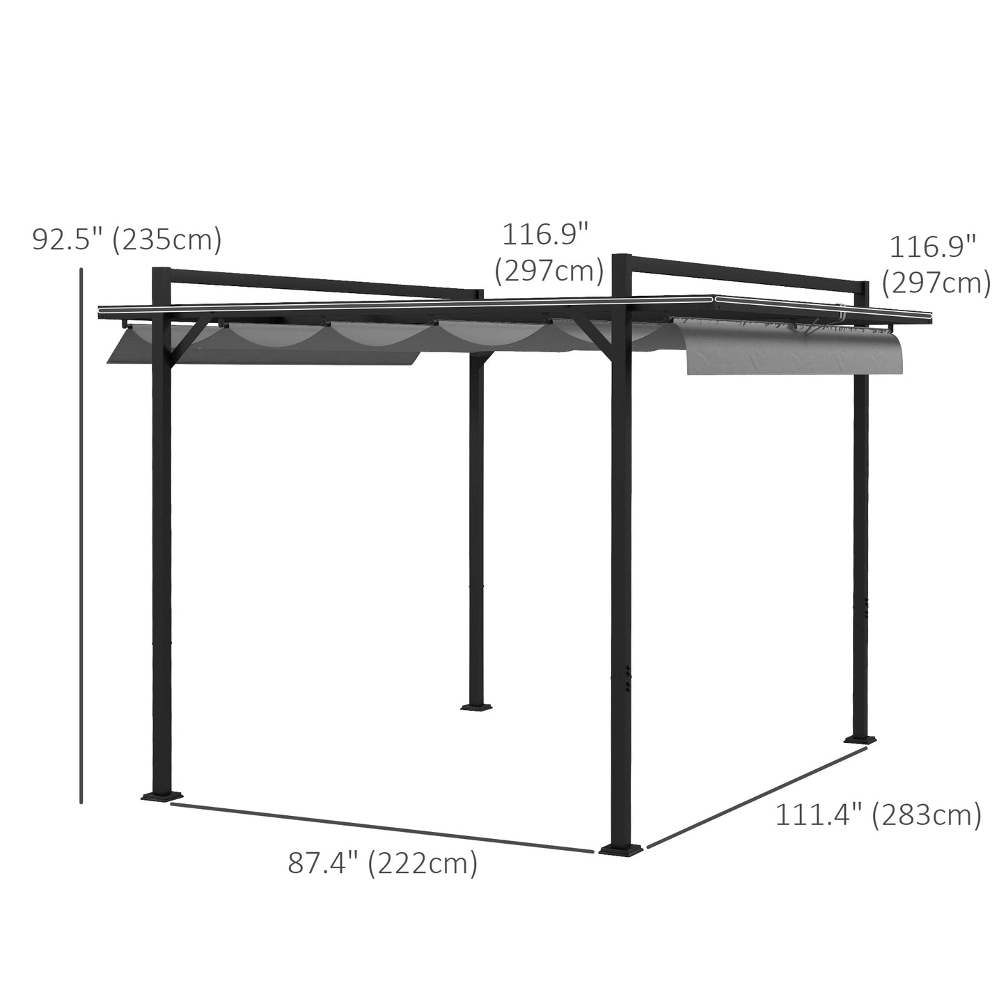 Pergola rétractable 10' x 10', abri de jardin, pour barbecue, patio, terrasse, gris foncé