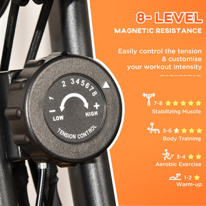 3-in-1 Folding Exercise Bike with 8-Level Magnetic Resistance, Red