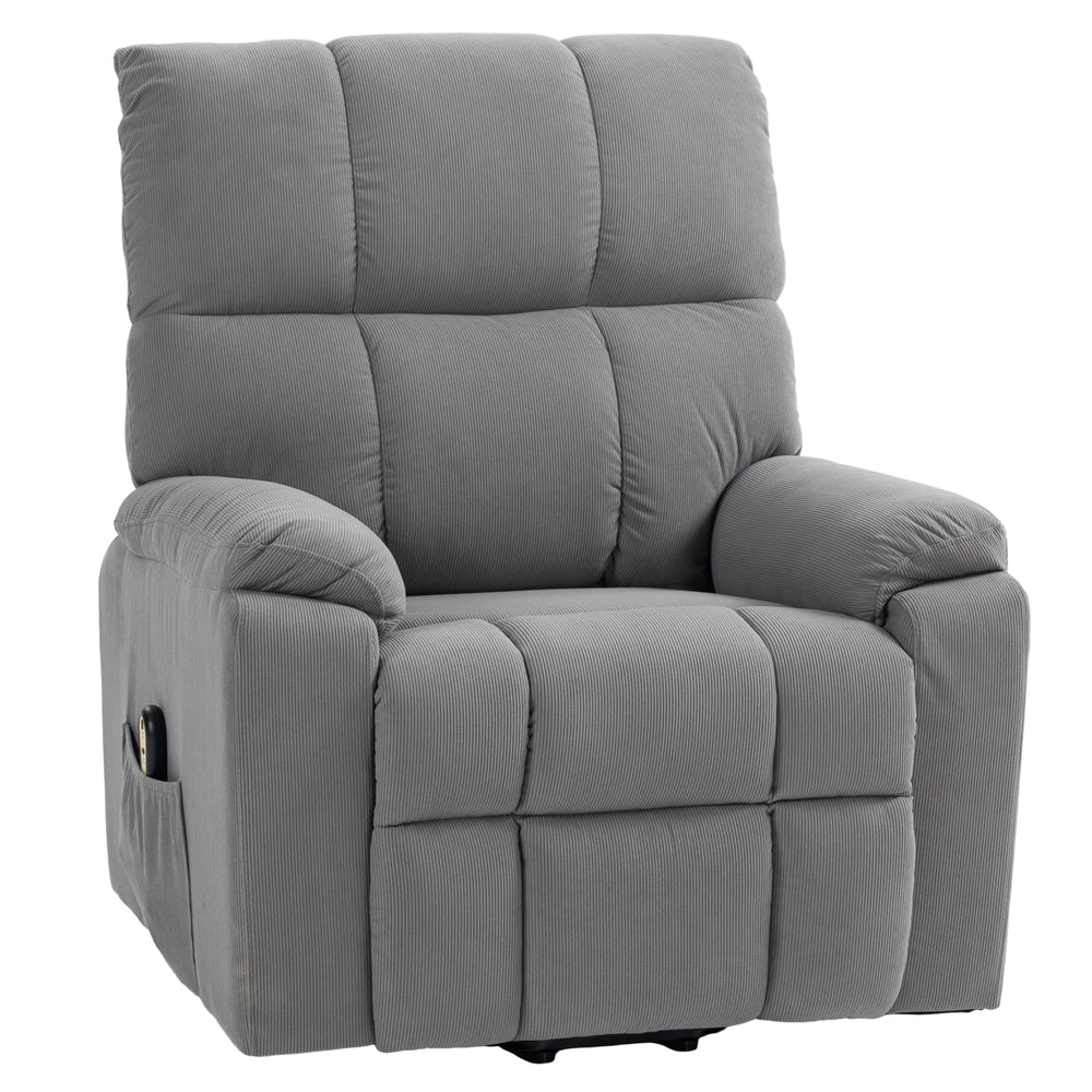 Fauteuil releveur pour seniors en microfibre avec télécommande, gris
