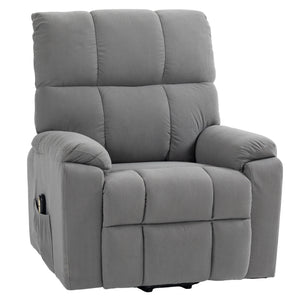 Fauteuil releveur pour seniors en microfibre avec télécommande, gris