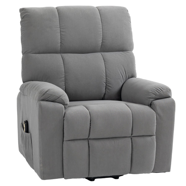 Fauteuil releveur pour seniors en microfibre avec télécommande, gris