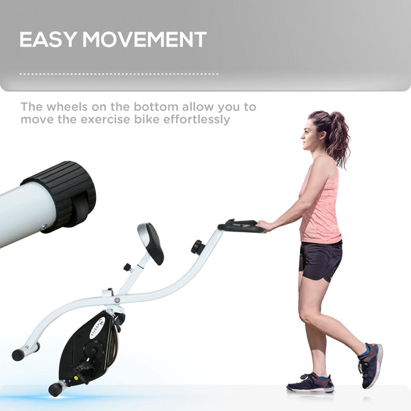 Foldable and quiet exercise bike with 8-level magnetic resistance, black