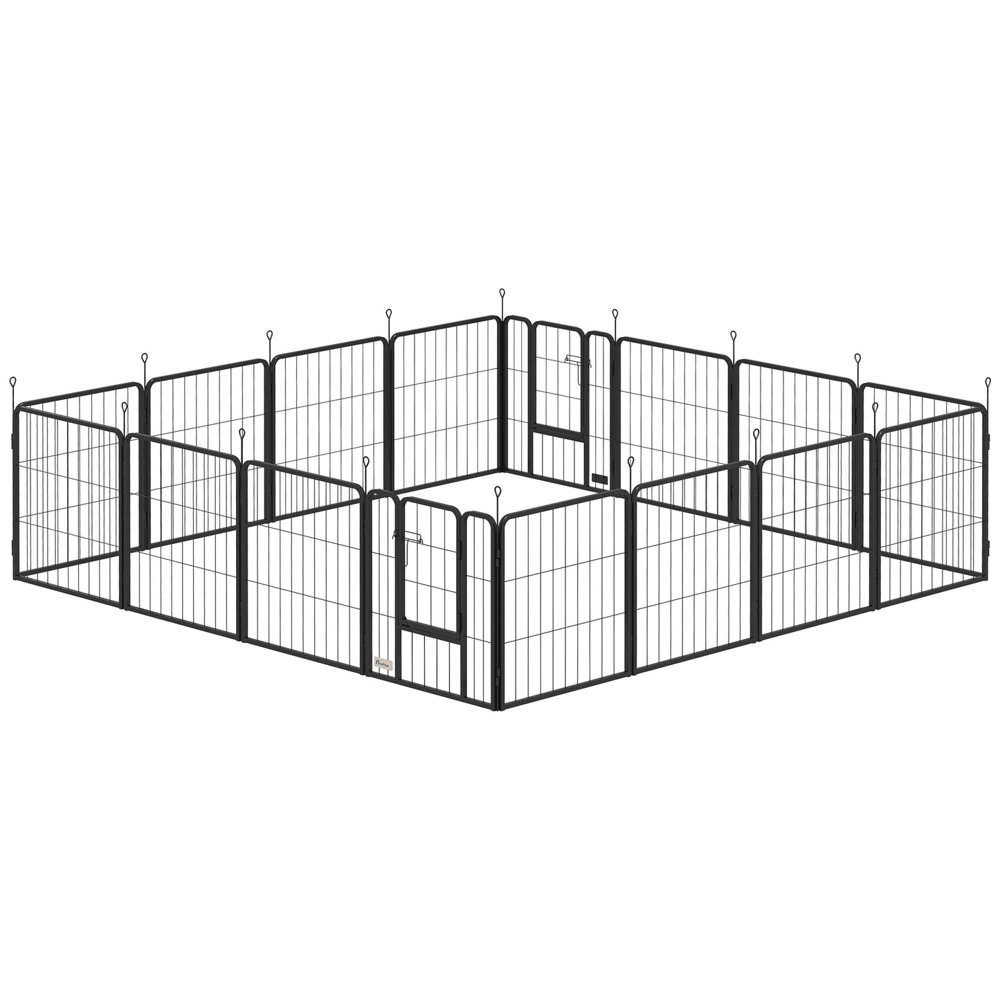 Dog Playpen, 16 Panels with Straps, Portable & DIY, for Small Dogs, for Yard, RV, Garden, 24" Height
