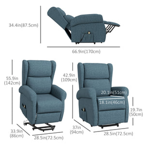 Fauteuil releveur à oreilles pour personnes âgées, bleu