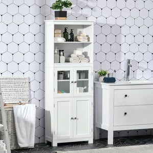 Garde-manger 4 portes avec étagère réglable, blanc