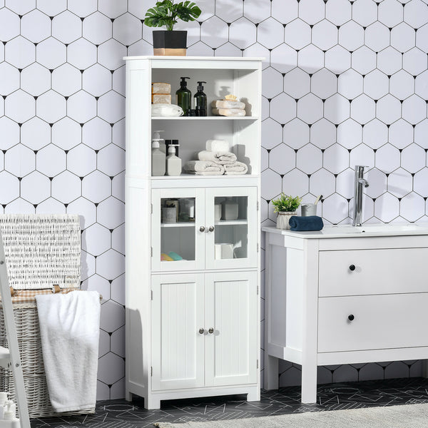 Garde-manger 4 portes avec étagère réglable, blanc
