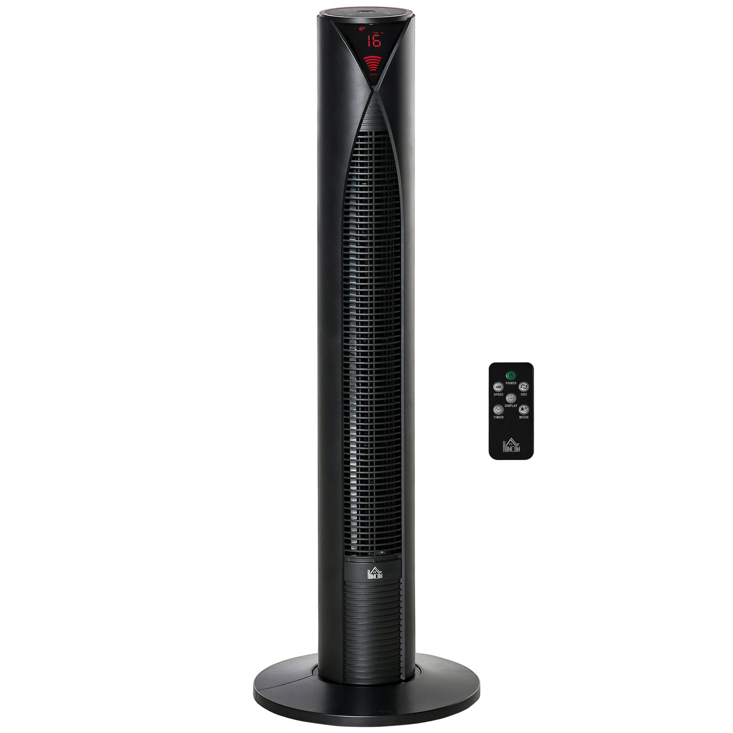 Ventilateur tour autonome avec 3 vitesses, minuterie 12 h, oscillant, panneau de capteur LED, télécommande, noir
