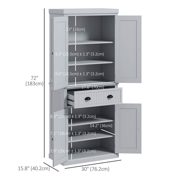Garde-manger de 72 po avec tiroir, portes, gris