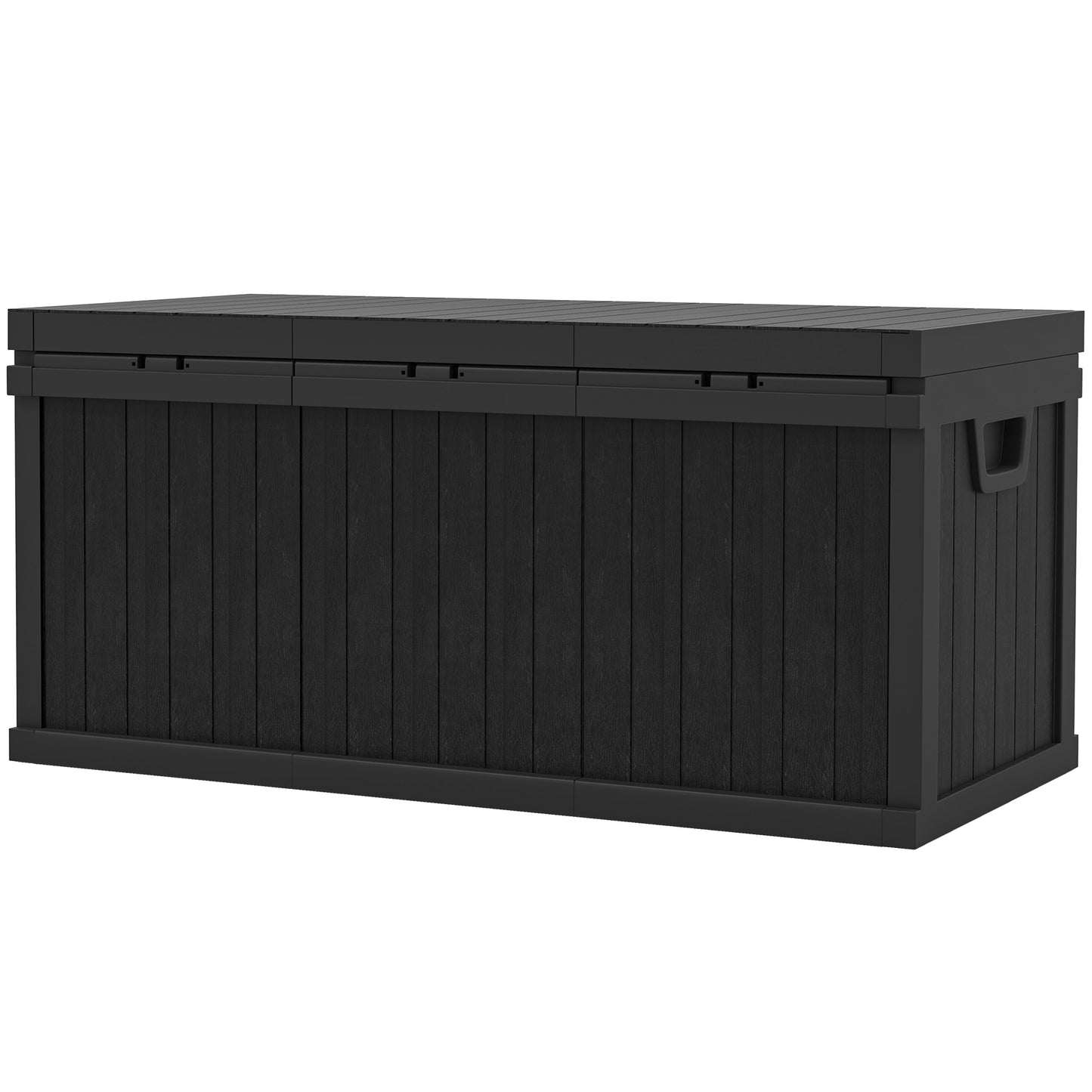 Outsunny 70 Gallon Patio Box, Resin Outdoor Storage Box with Handles, Waterproof Garden Tool Storage Container, Black