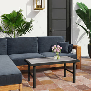 Table basse en métal pour jardin extérieur, gris vieilli