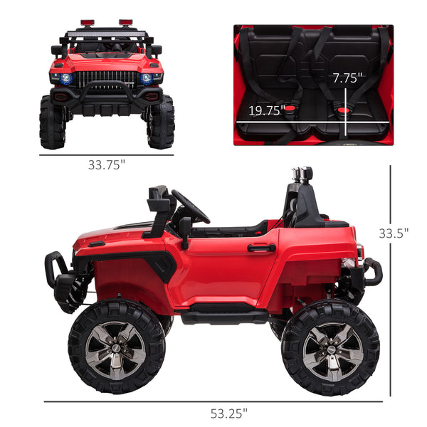 2-seater 12V electric police car with remote control, red