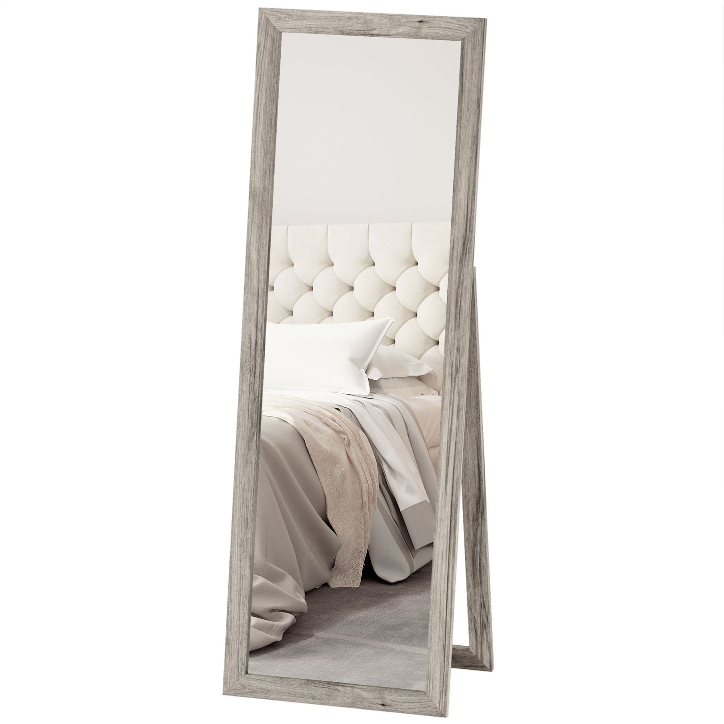 Miroir intégral pour chambre à coucher, salon, grain de bois gris