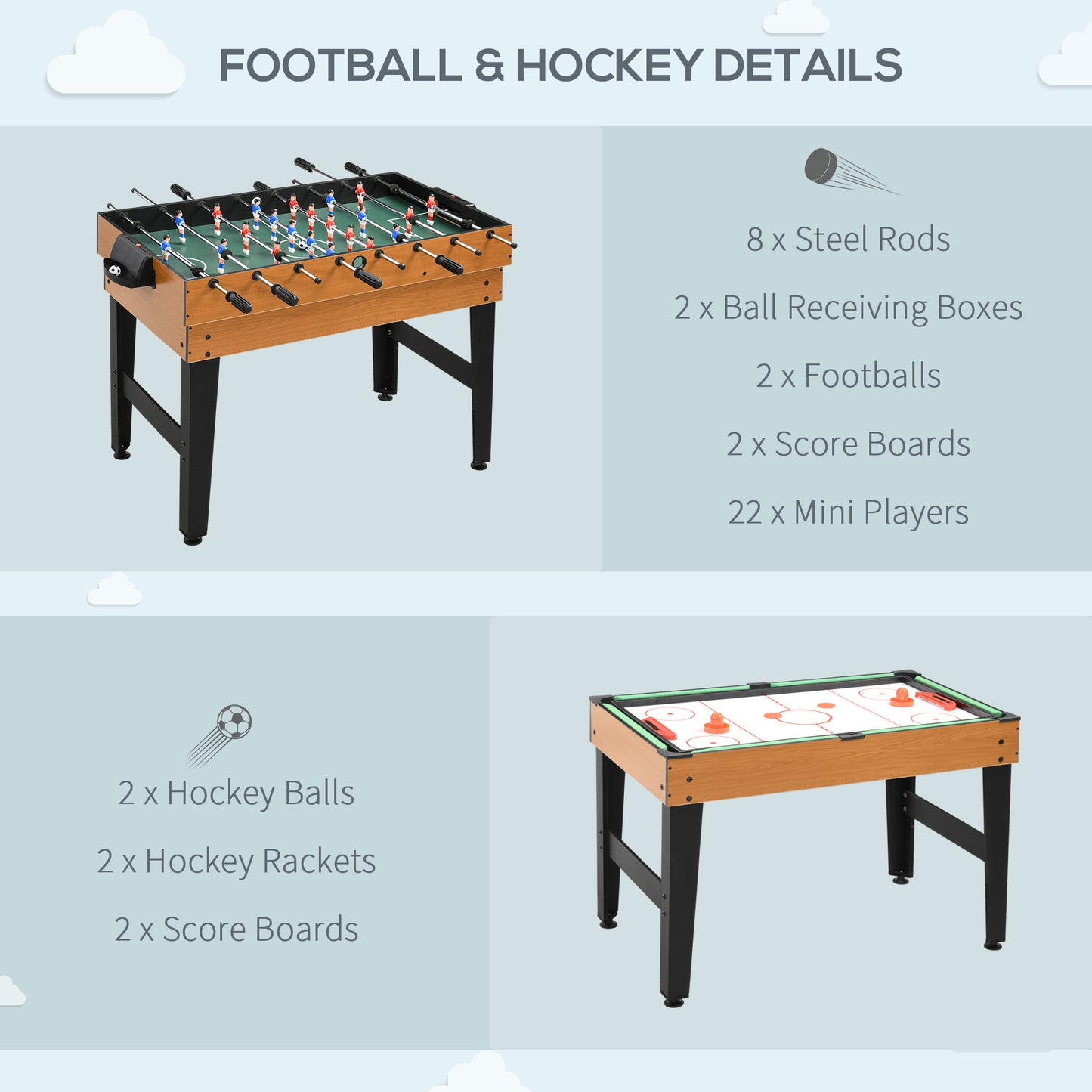 43" 4-in-1 Multi-Function Game Table, Billiards, Air Hockey, Table Tennis, Foosball, Easy Setup for the Whole Family