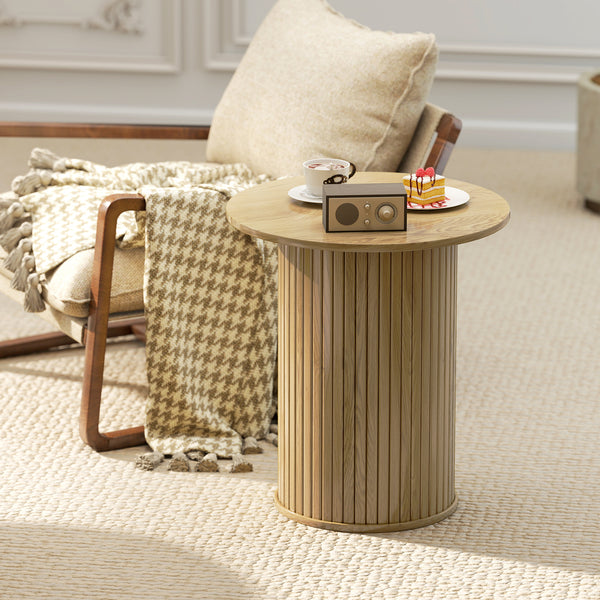 Table d'appoint ronde et cannelée