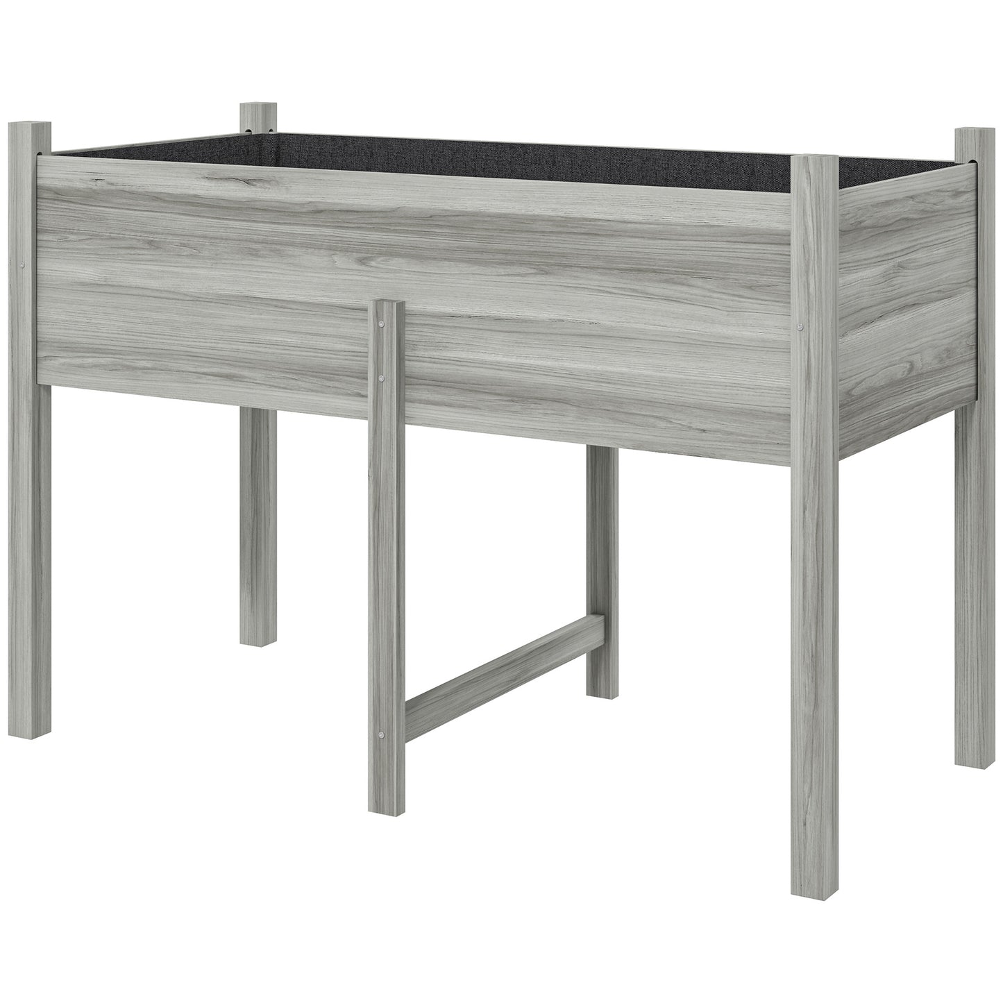 Outsunny Wooden Raised Bed with Drainage Holes for Vegetables, Flowers and Outdoor Garden Beds, 115 x 55 x 80 cm, Grey