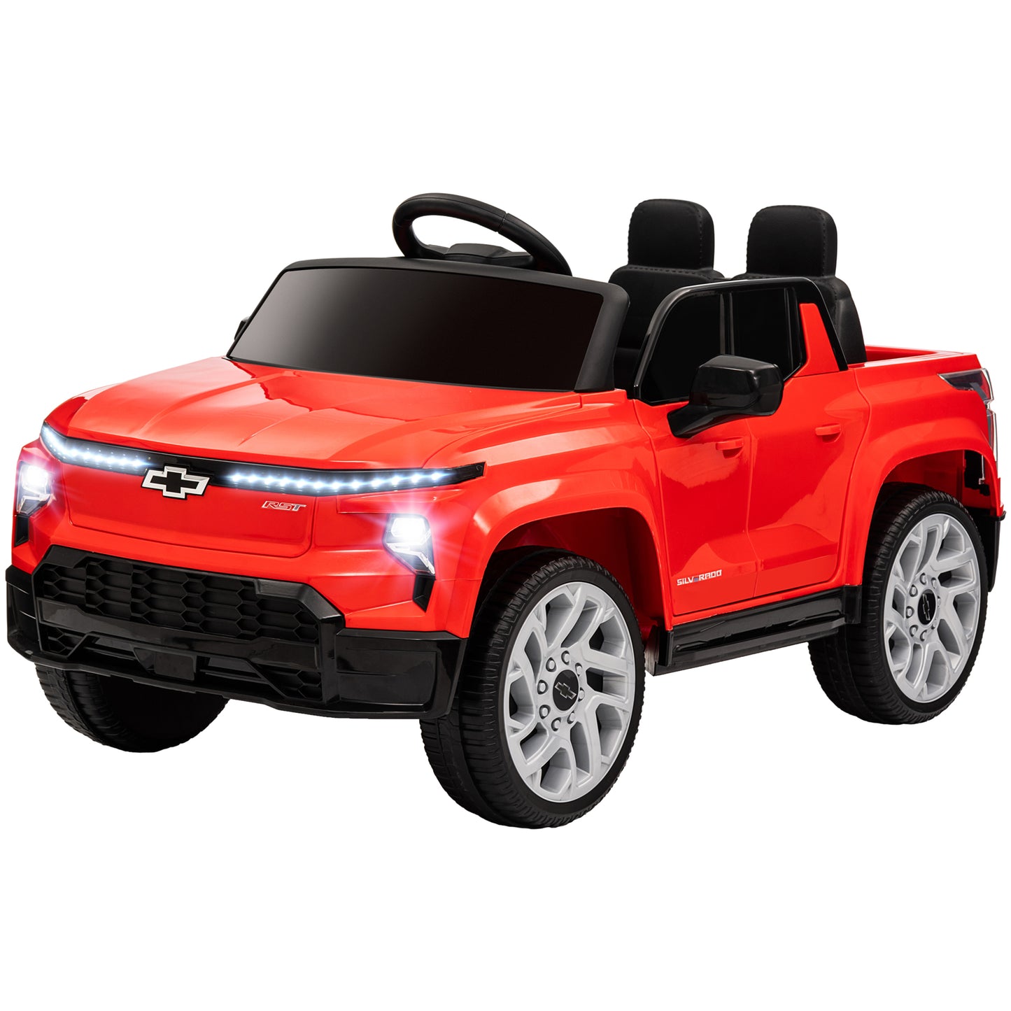 Licensed 12V Chevrolet Silverado Electric RST Ride-On Car with Remote Control, Red