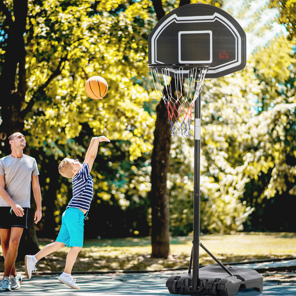 Panier de basket avec support et base lestée, roulettes, noir