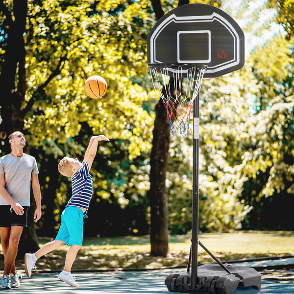 Panier de basket avec support et base lestée, roulettes, noir
