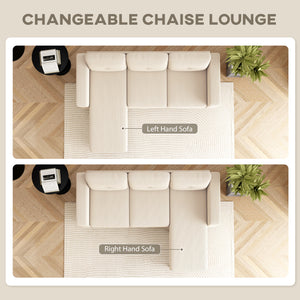 Canapé sectionnel avec méridienne convertible, blanc crème