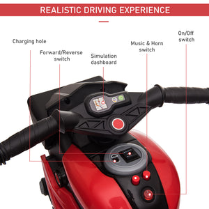 6V Electric Motorcycle with Musical Horn and Headlights, Red