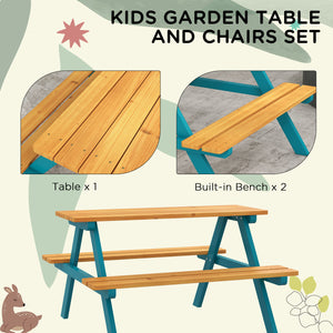 Ensemble de table de pique-nique et bancs, bois naturel