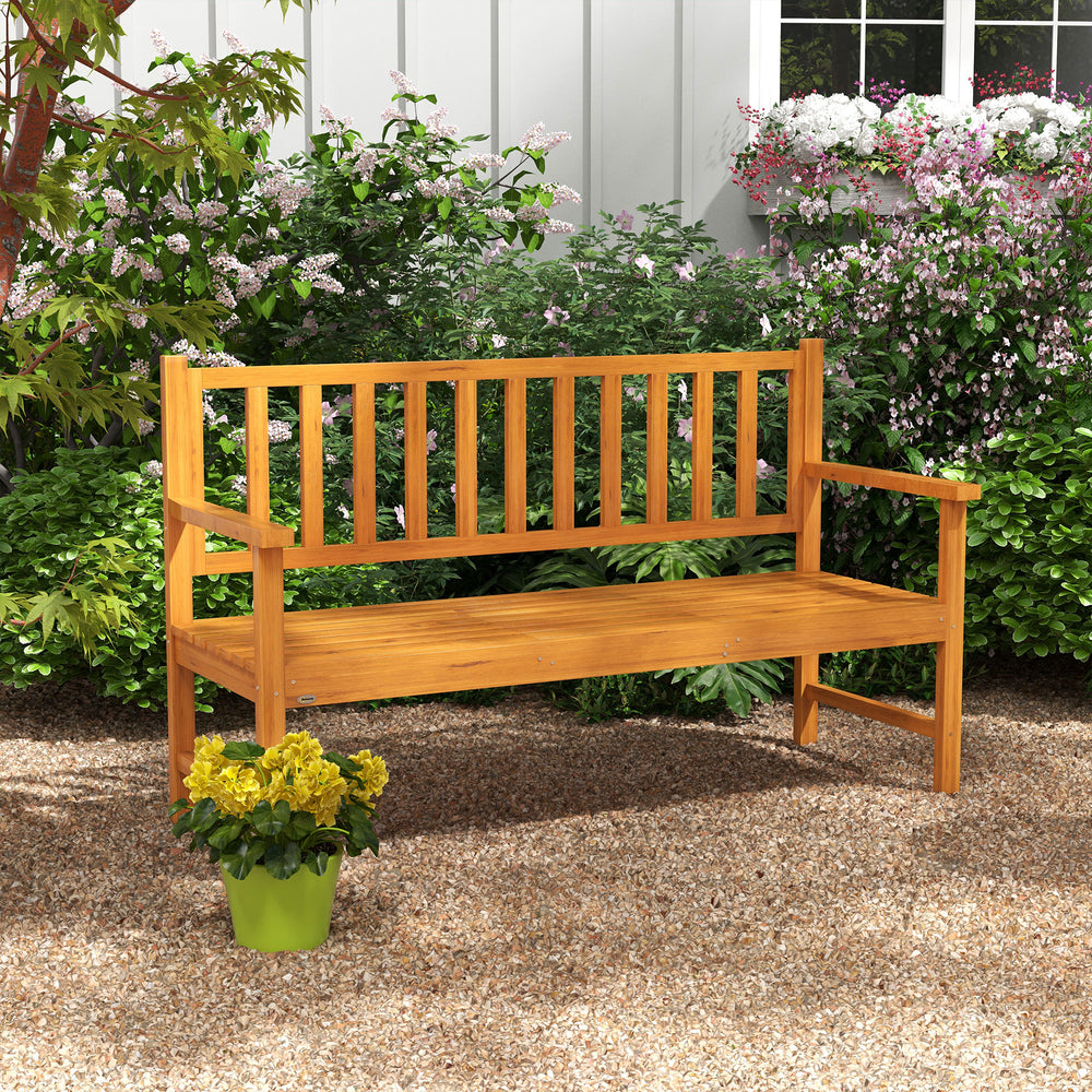 Banc en bois avec table centrale relevable pouvant accueillir 2 à 3 personnes
