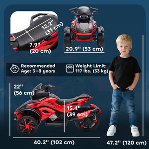 12V mountain bike with suspension wheels, soft start, LED lights, music, red