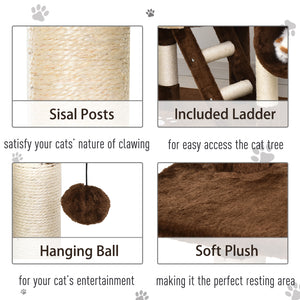 Arbre à chat géant de 240 à 250 cm, hauteur plafond, griffoir, centre d'activités, marron
