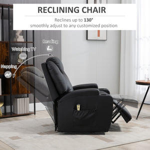 Fauteuil releveur électrique en cuir PU avec repose-pieds, noir
