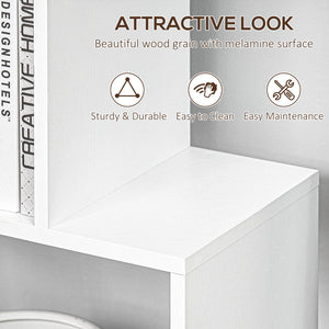 Bibliothèque géométrique en bois à 6 niveaux 76 pouces, blanc