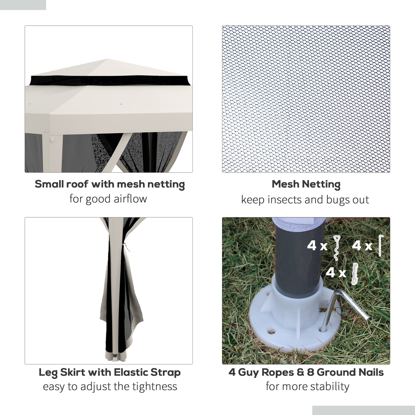 Outsunny 10' x 10' Gazebo with Mesh Netting and Two-Tier Roof for Garden, Patio, Cream White