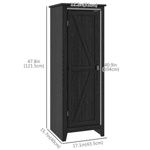 Armoire de rangement avec porte de grange et étagères réglables, noir