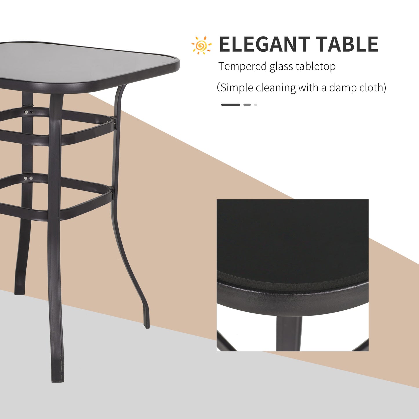 Outsunny 3 Piece Outdoor Patio Bar Set 2 Swivel Stool and 1 Bistro Table All-Weather Metal Frame for Balcony Backyard Deck Brown |