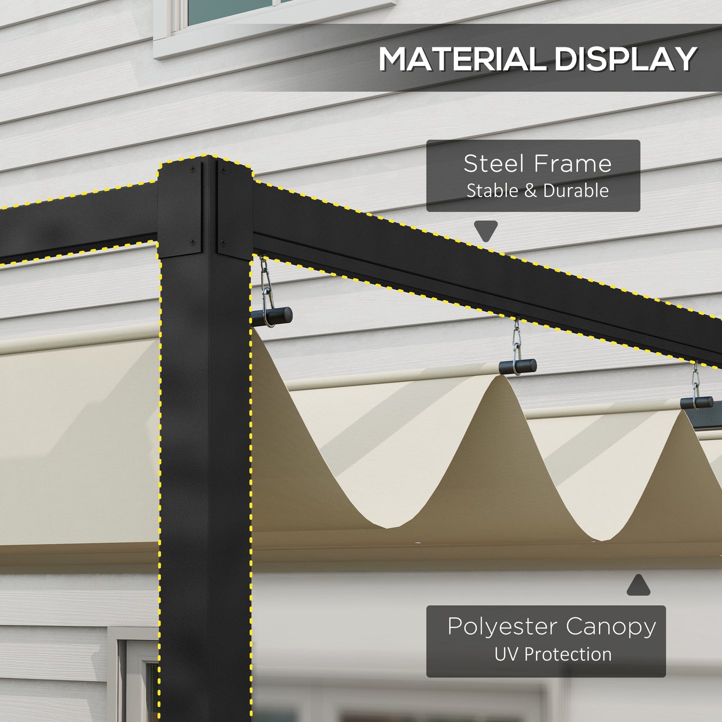 Pergola 10' x 7' avec auvent rétractable, blanc crème
