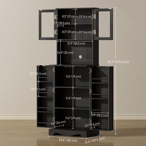 Meuble de rangement avec 8 étagères, noir