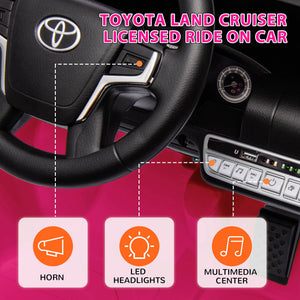Toyota Land Cruiser 12V with remote control, pink
