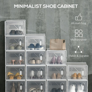 Lot de 18 boîtes de rangement pour chaussures en plastique transparent avec ouverture frontale