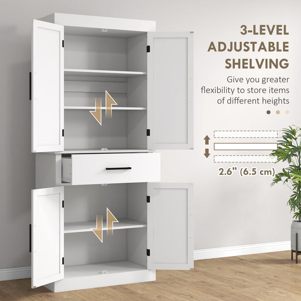 Garde-manger de style campagnard avec 4 portes de grange, blanc