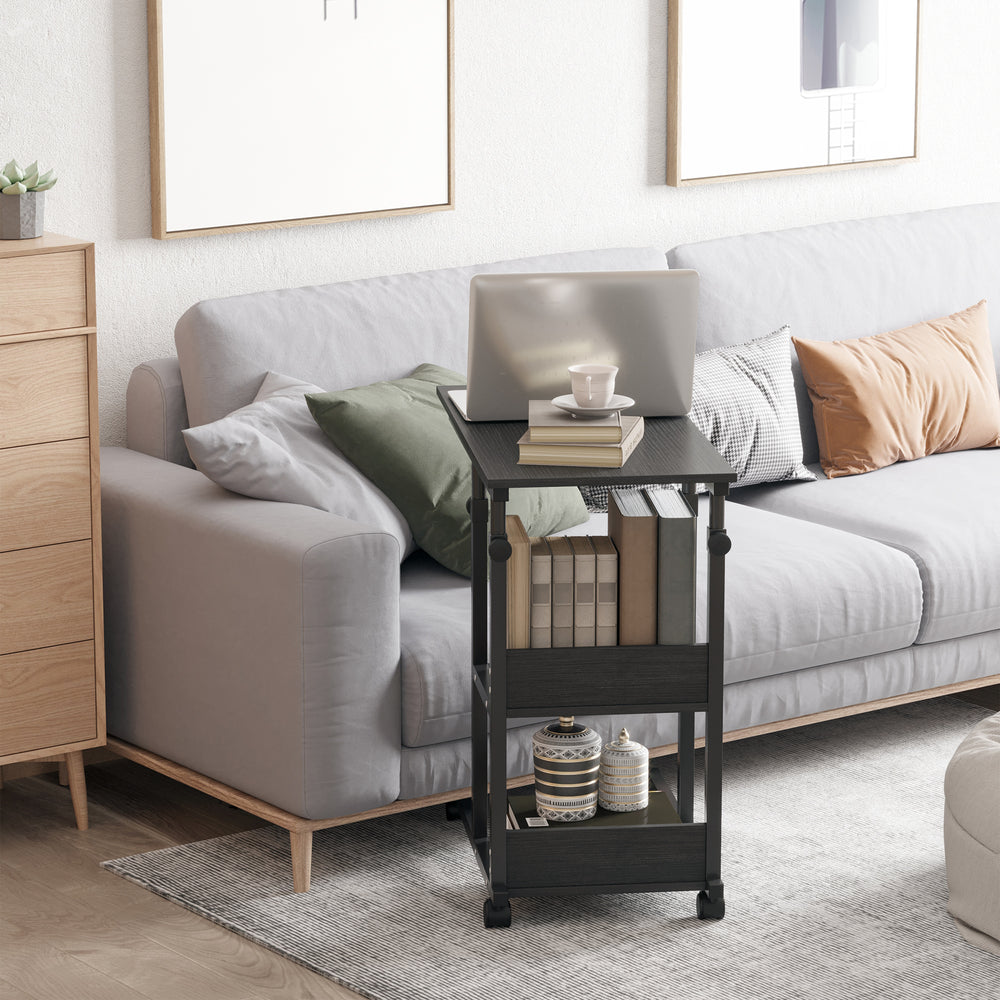 Bureau debout mobile à hauteur réglable avec roulettes, noir