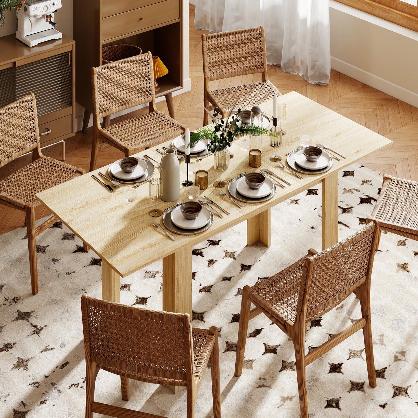 Table à manger extensible pour 6 à 8 personnes