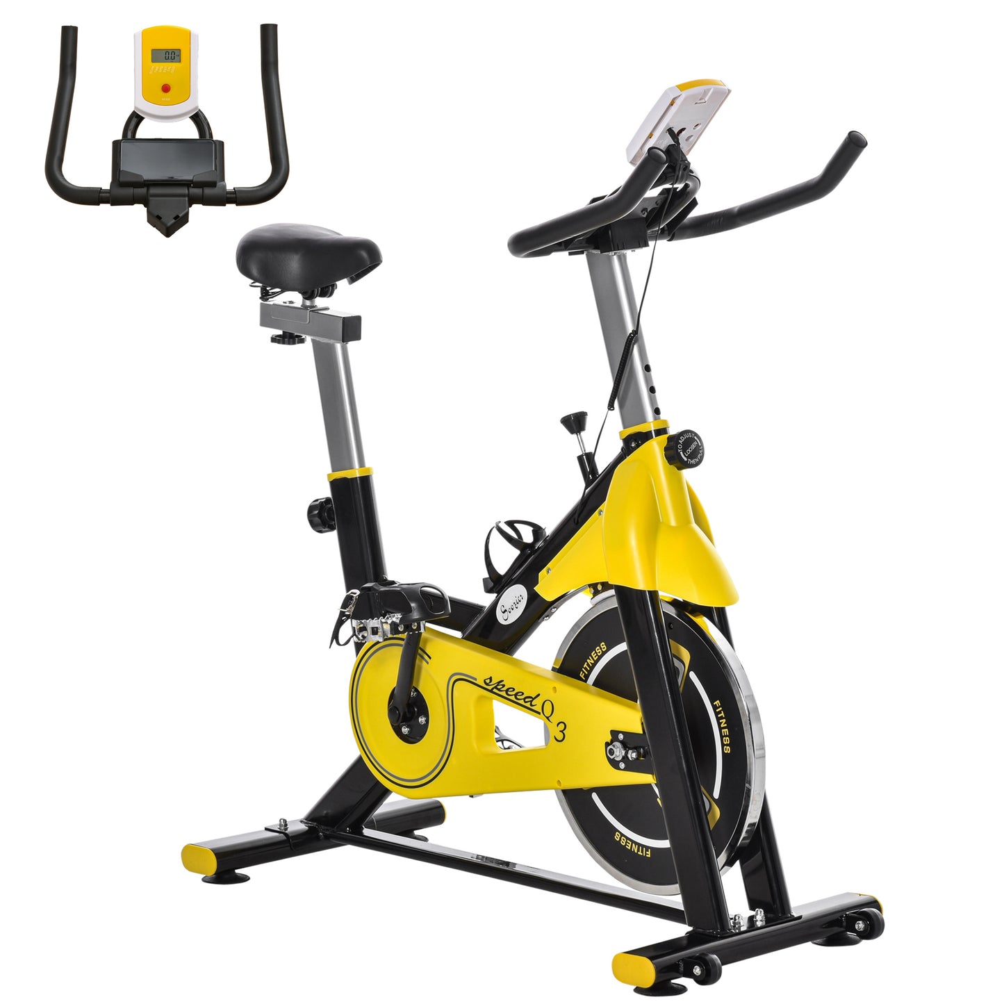 Indoor Stationary Exercise Bike with Belt Drive, Adjustable Resistance, Seat, Handlebars with LCD Display for Home Gym