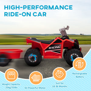 6V ATV with rear trailer, red