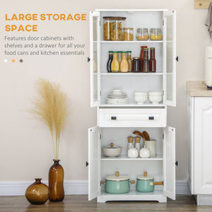 Armoire de cuisine avec étagères réglables, blanc